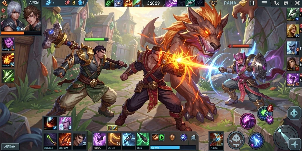 Screenshot API36 menampilkan aksi intens dalam permainan MOBA.