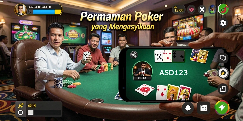 Tampilan gameplay yang mendebarkan dari ASD123 saat bermain poker.