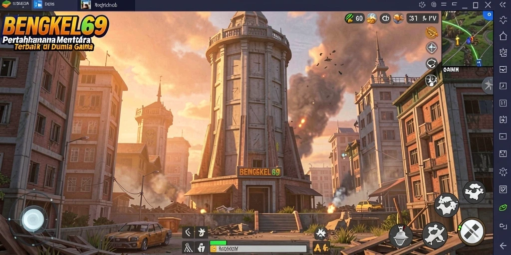 Tampilan gameplay seru pada level Tower Defense di BENGKEL69.