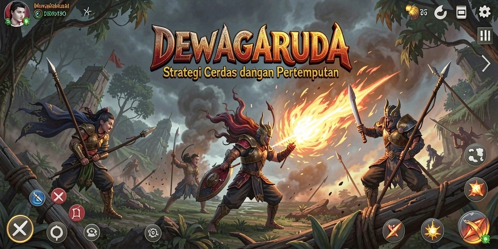 Tampilan gameplay DEWAGARUDA yang menegangkan dan strategis.