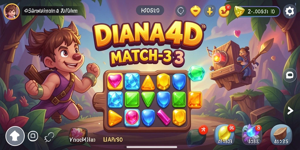 Tampilan gameplay DIANA4D yang penuh warna dan aksi Match-3.