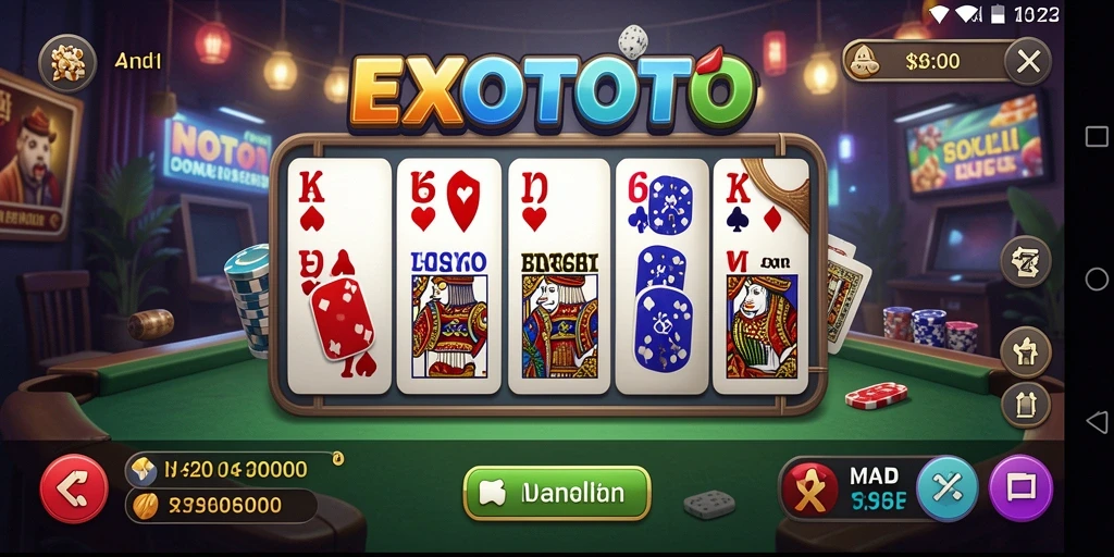 Tampilan gameplay seru dalam EXOTOTO yang menampilkan aksi Domino.