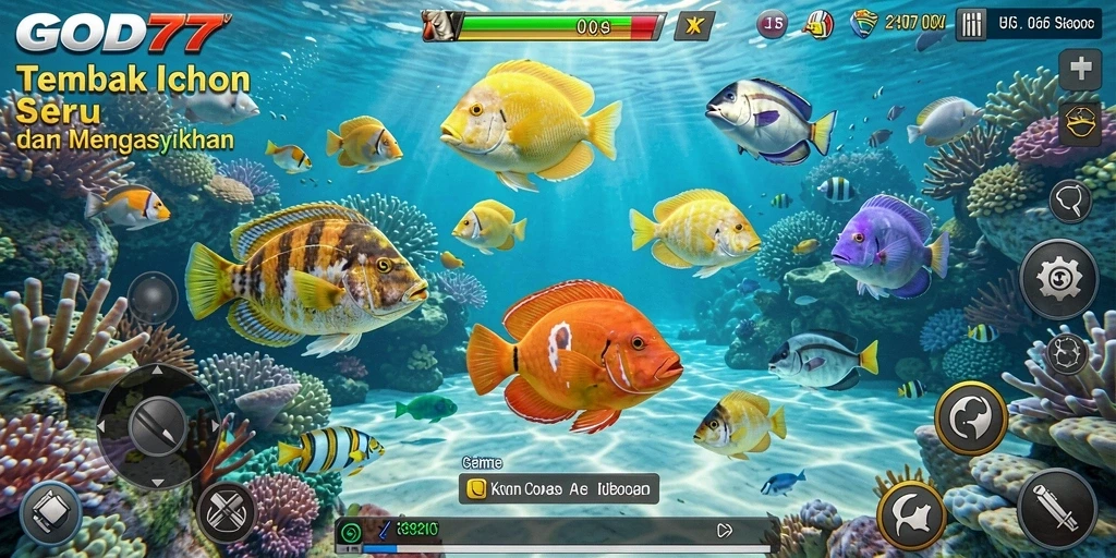 Tampilan gameplay menembak ikan yang seru di GOD77.