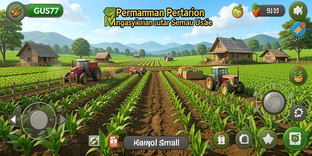 Tangkapan layar GUS77 menunjukkan pengalaman bertani yang seru dan mendalam.