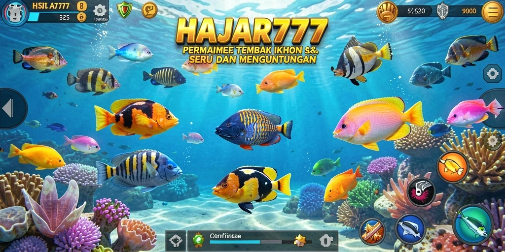 Tampilan seru dari gameplay Tembak Ikan HAJAR777.