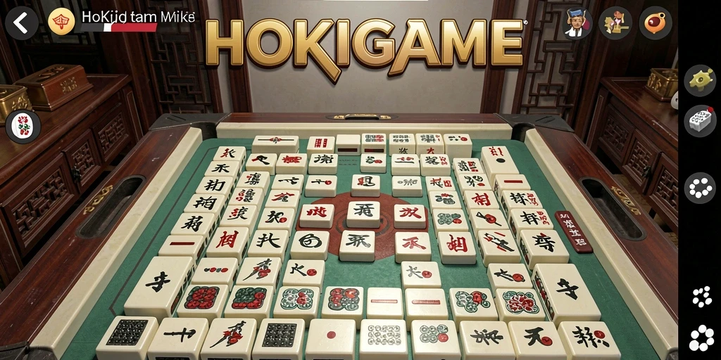 Screenshot menunjukkan gameplay seru HOKIGAME dengan desain ubin menawan.