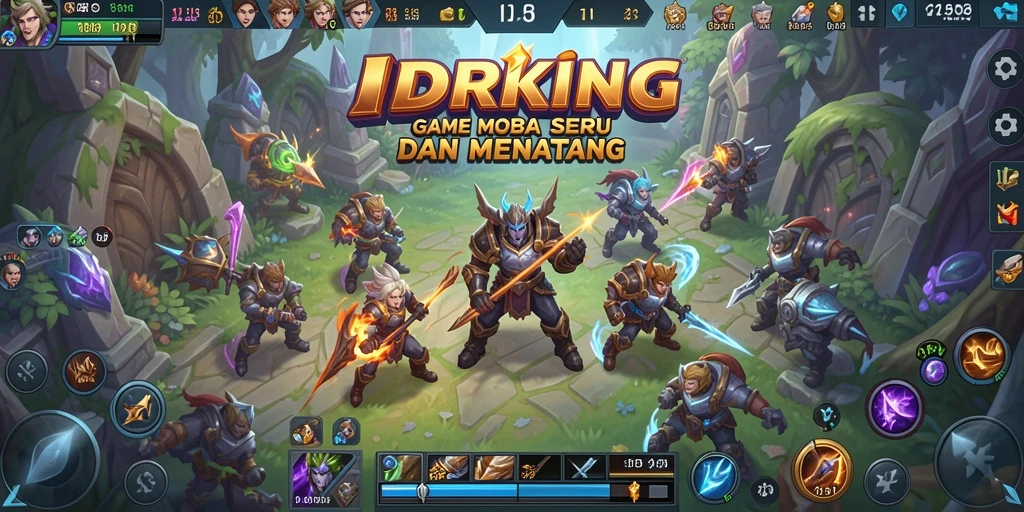 Screenshot gameplay IDRKING menampilkan pertarungan seru antara karakter-karakter unik.