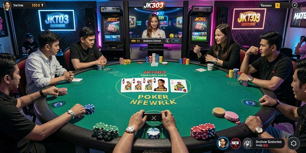 Tampilan gameplay poker yang mendebarkan di JKT303.