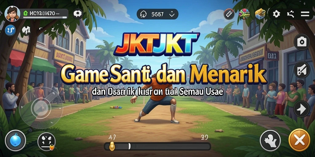 Tampilan gameplay <strong>JKTJKT</strong> yang cerah dan penuh aksi.