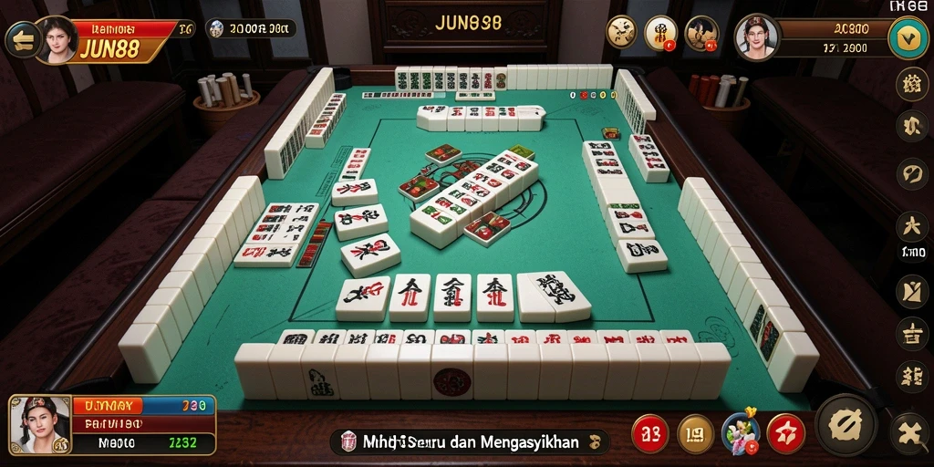 Screenshot gameplay JUN88 yang menunjukkan aksi seru Mahjong.