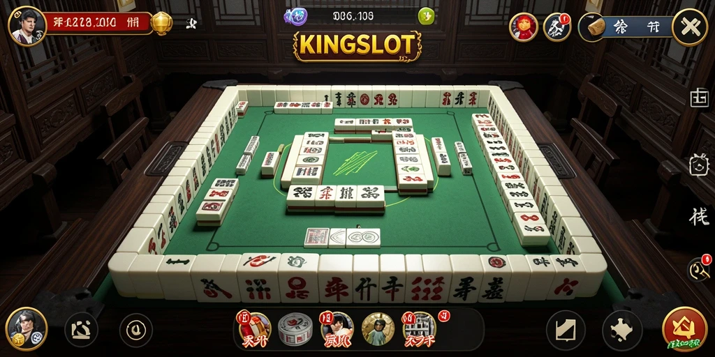 Screenshot KINGSLOT menampilkan gameplay Mahjong yang seru.