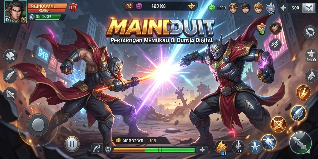 Tangkapan layar gameplay MAINDUIT menunjukkan aksi pertarungan yang intens.