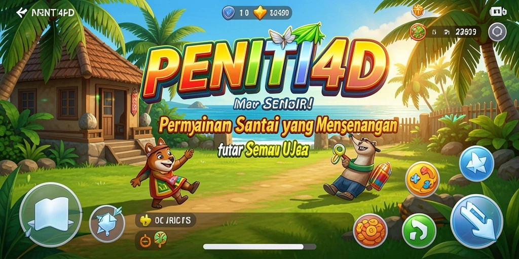 Screenshot gameplay PENITI4D dengan grafik cerah dan karakter lucu.