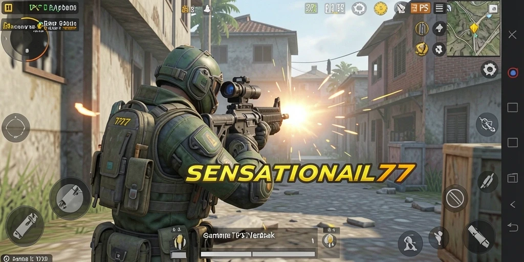 Gameplay SENSATIONAL77 dengan aksi menembak yang mendebarkan.