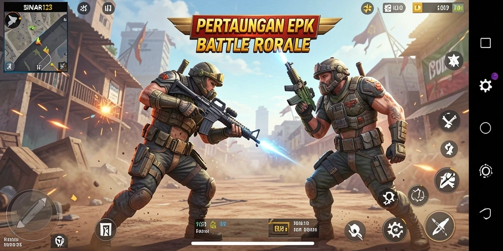 Tampilan gameplay utama SINAR123 dengan aksi Battle Royale yang mendebarkan.