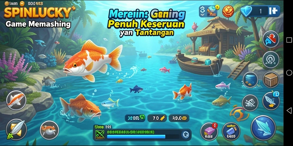 Tampilan gameplay SPINLUCKY yang memikat dengan aksi memancing seru.