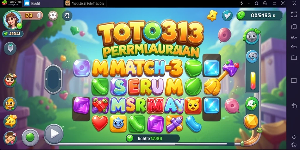 Screenshot gameplay TOTO313 memperlihatkan tantangan Match-3 yang menyenangkan.