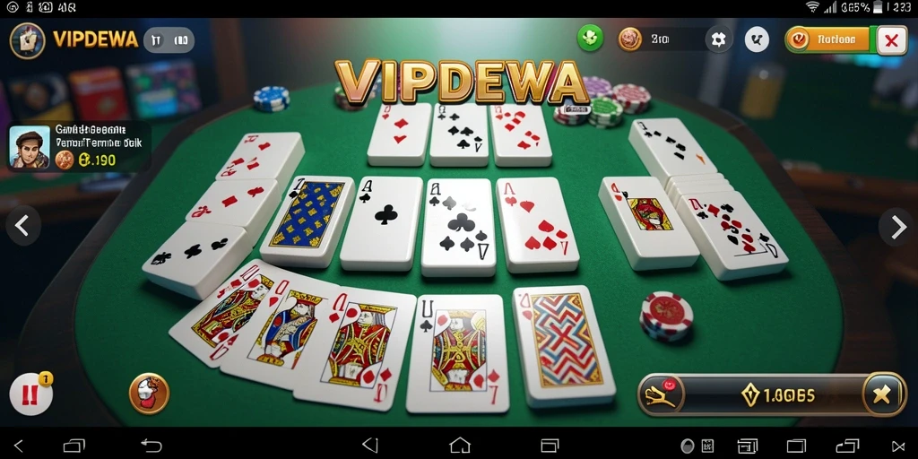 Screenshot gameplay Gaple VIPDEWA yang seru dan interaktif.